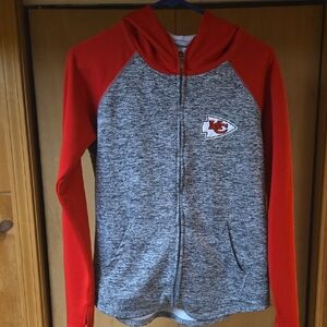 KC Chiefs Red and Gray Zip-Up Hoodie